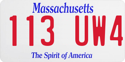 MA license plate 113UW4