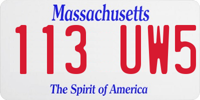 MA license plate 113UW5