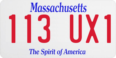 MA license plate 113UX1