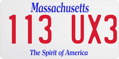 MA license plate 113UX3