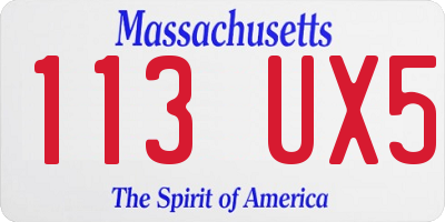 MA license plate 113UX5