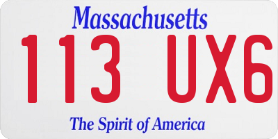 MA license plate 113UX6