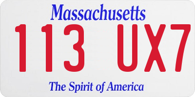 MA license plate 113UX7