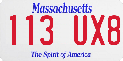 MA license plate 113UX8