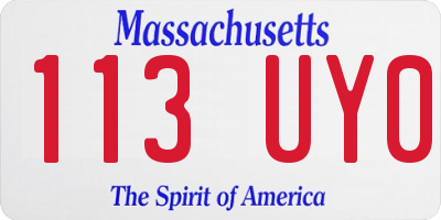 MA license plate 113UY0