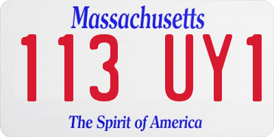 MA license plate 113UY1