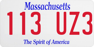 MA license plate 113UZ3