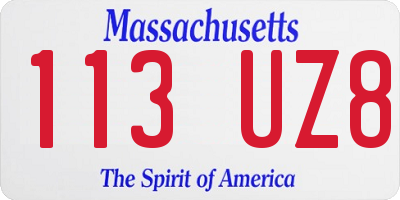 MA license plate 113UZ8