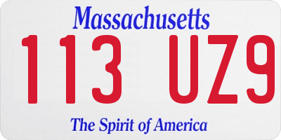 MA license plate 113UZ9