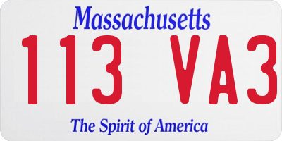 MA license plate 113VA3