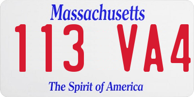 MA license plate 113VA4