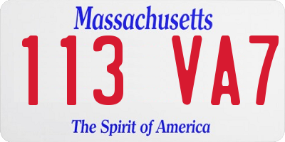 MA license plate 113VA7