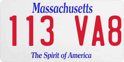 MA license plate 113VA8