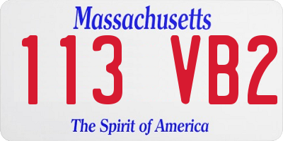 MA license plate 113VB2