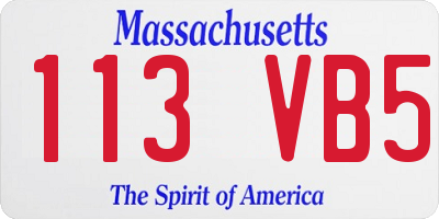 MA license plate 113VB5