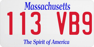 MA license plate 113VB9