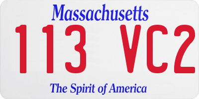 MA license plate 113VC2