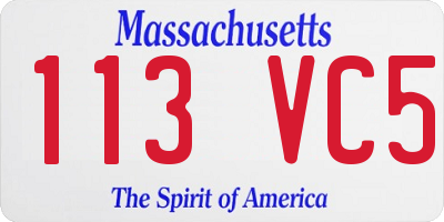 MA license plate 113VC5