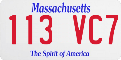 MA license plate 113VC7