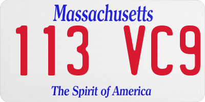 MA license plate 113VC9