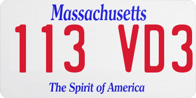 MA license plate 113VD3