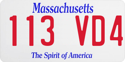MA license plate 113VD4