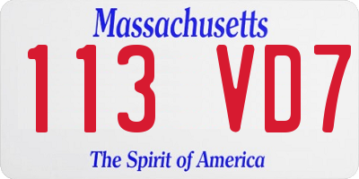 MA license plate 113VD7