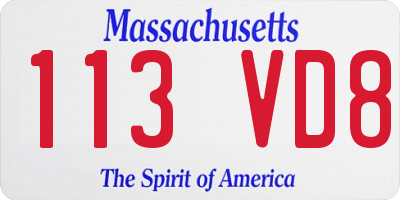 MA license plate 113VD8