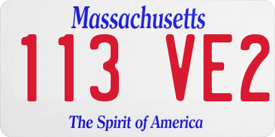 MA license plate 113VE2