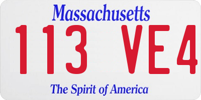 MA license plate 113VE4