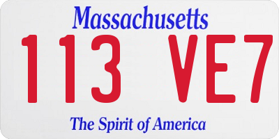MA license plate 113VE7