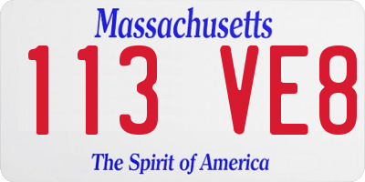 MA license plate 113VE8