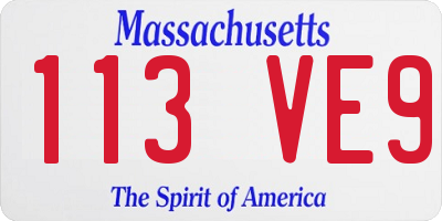 MA license plate 113VE9