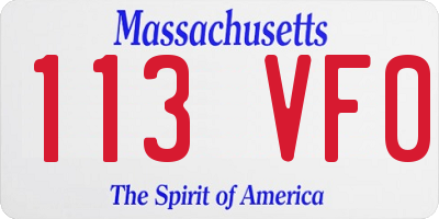 MA license plate 113VF0