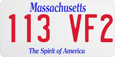 MA license plate 113VF2
