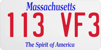 MA license plate 113VF3
