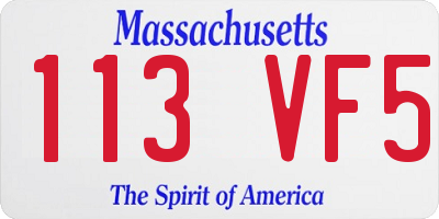 MA license plate 113VF5