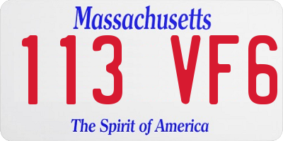 MA license plate 113VF6
