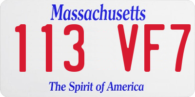 MA license plate 113VF7