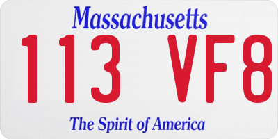 MA license plate 113VF8