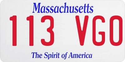 MA license plate 113VG0