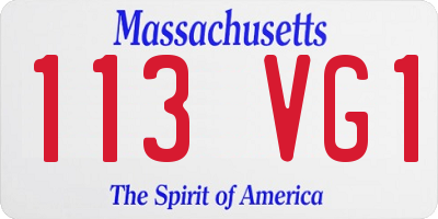 MA license plate 113VG1