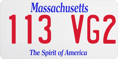 MA license plate 113VG2