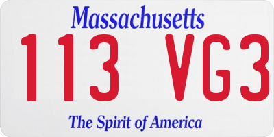 MA license plate 113VG3