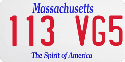 MA license plate 113VG5