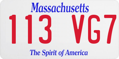 MA license plate 113VG7