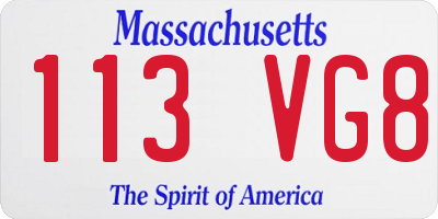 MA license plate 113VG8