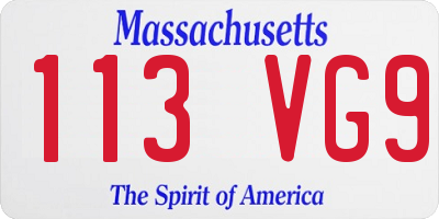 MA license plate 113VG9