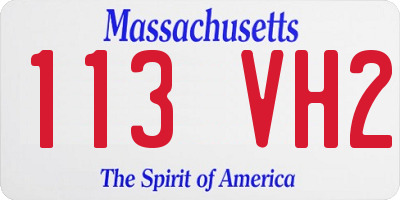 MA license plate 113VH2