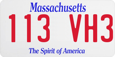 MA license plate 113VH3